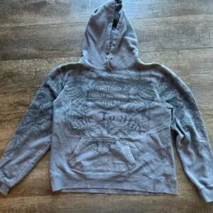 Vintage Y2K AOP grey Harley Davidson hoodie